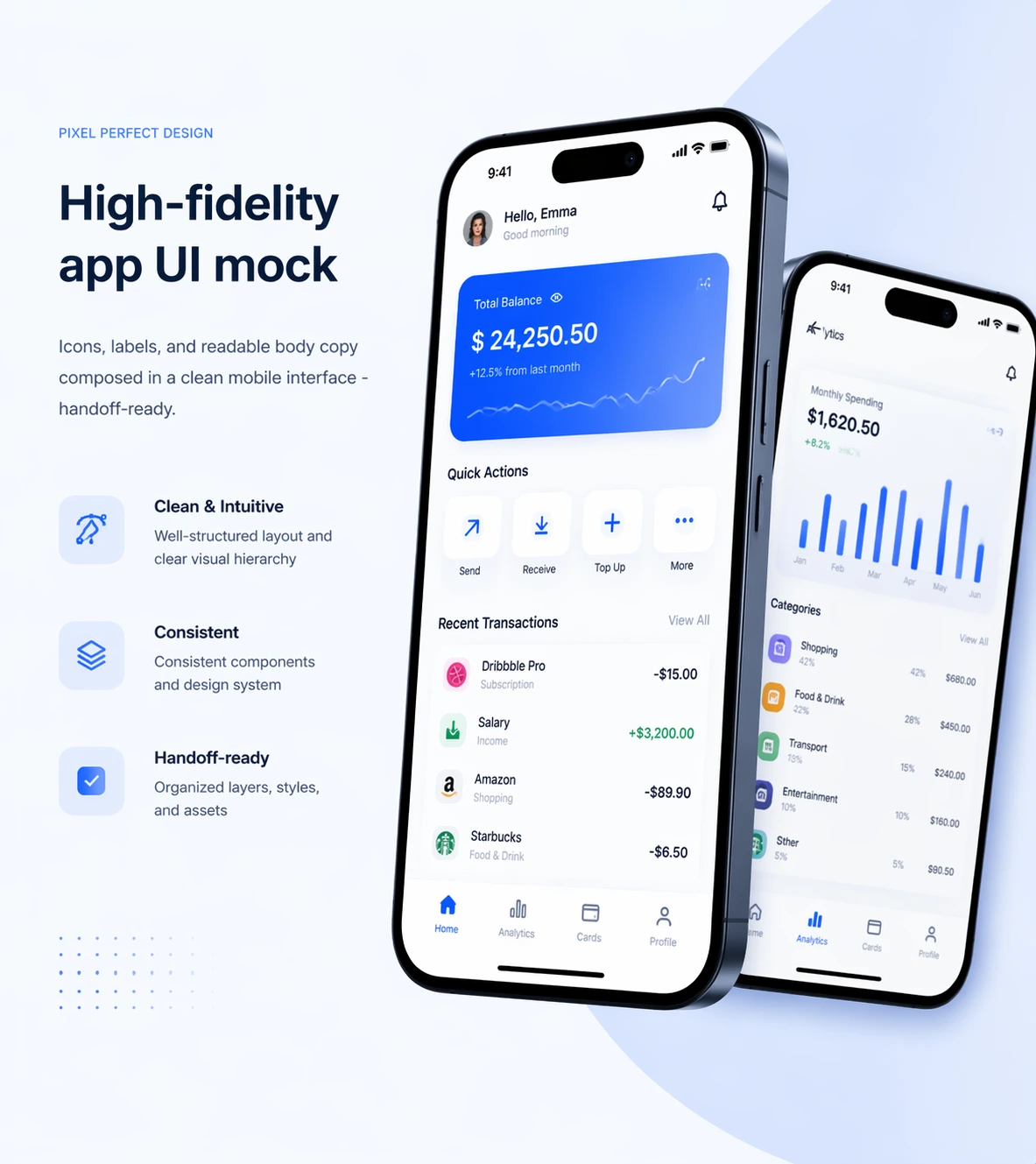 High-fidelity mobile app UI mockup
