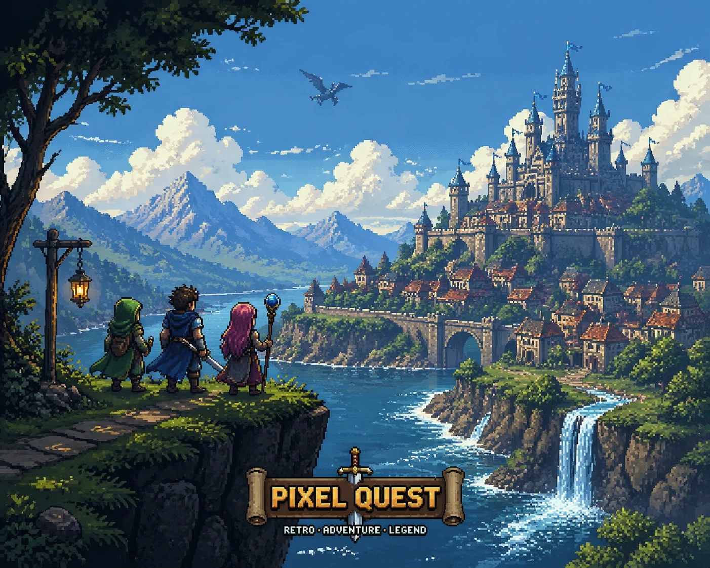 Pixel-art game key art